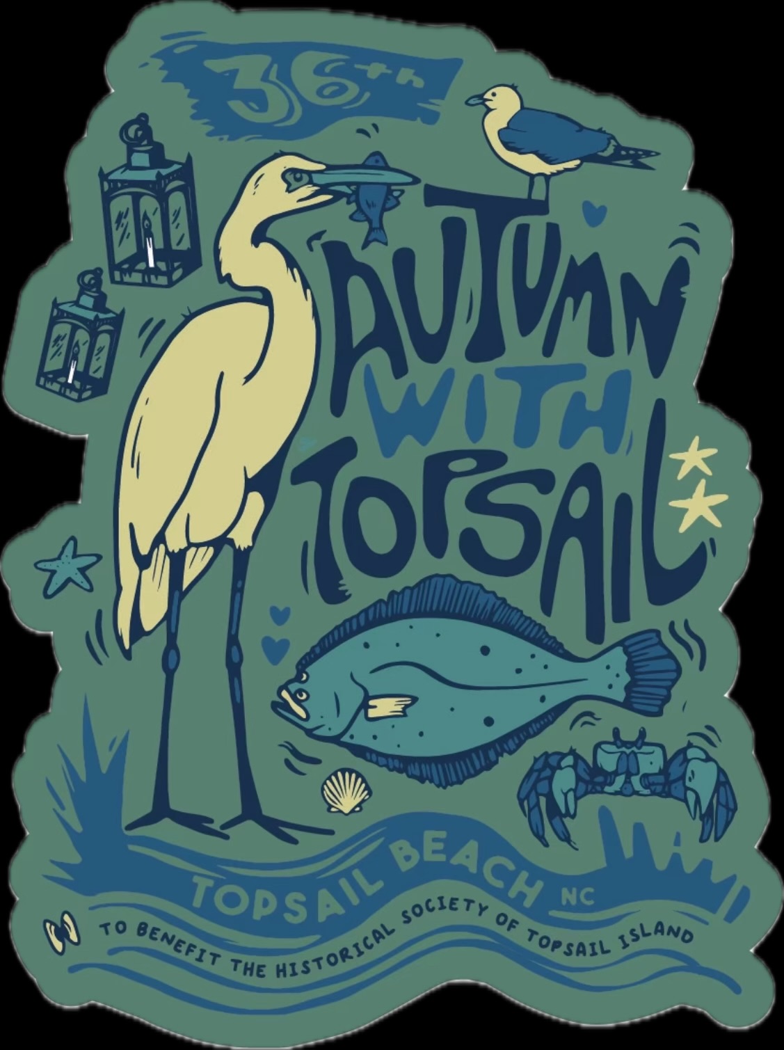 2025 Autumn With Topsail Festival Logo 36th Autumn With Topsail Festival | Historical Society of Topsail Island | Historic Assembly Building | Topsail Beach NC | Topsail Island | Missiles and More Museum | Topsail Island Events
